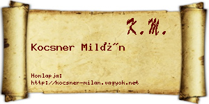 Kocsner Milán névjegykártya